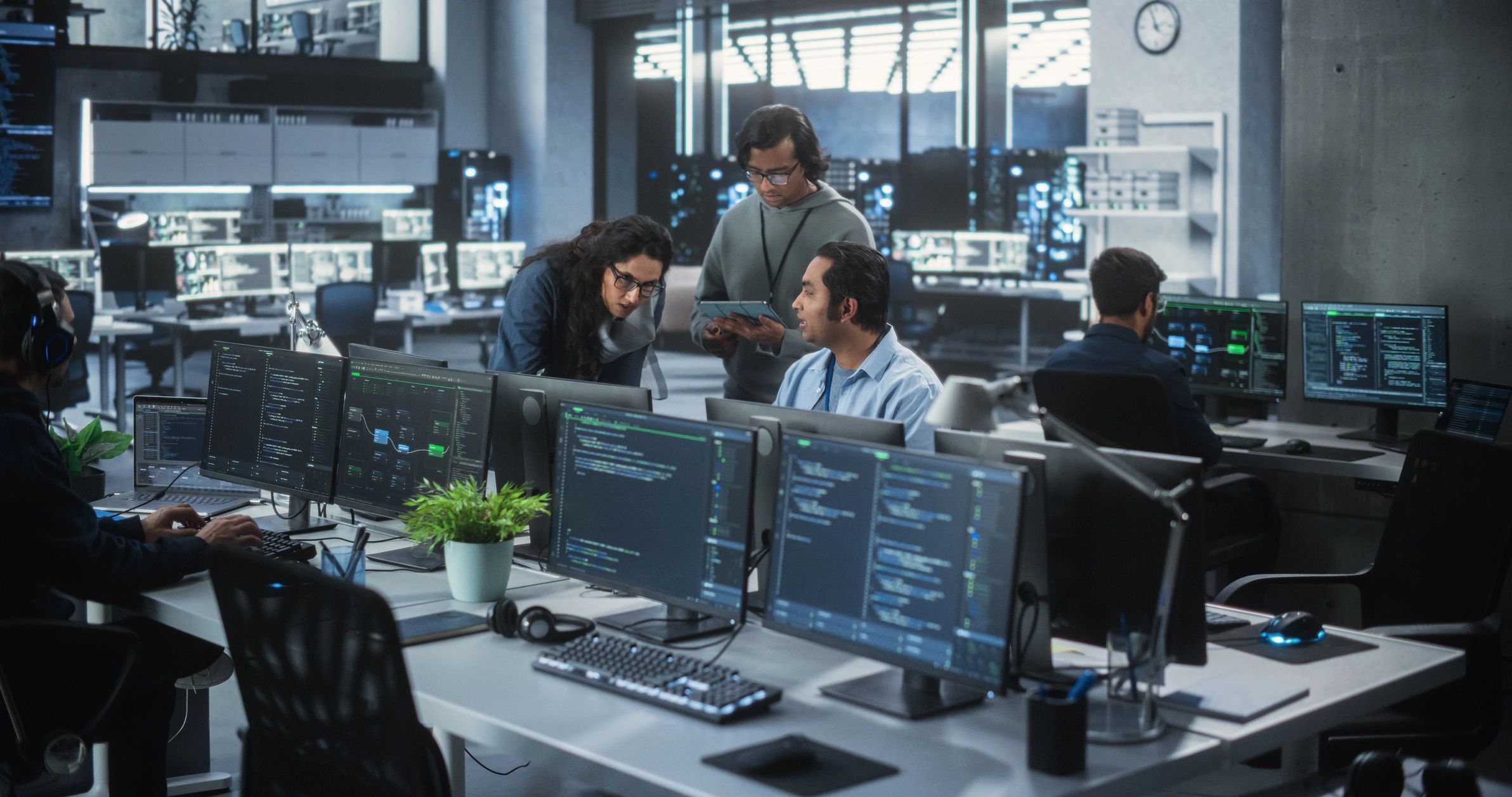 cybersecurity team modern office