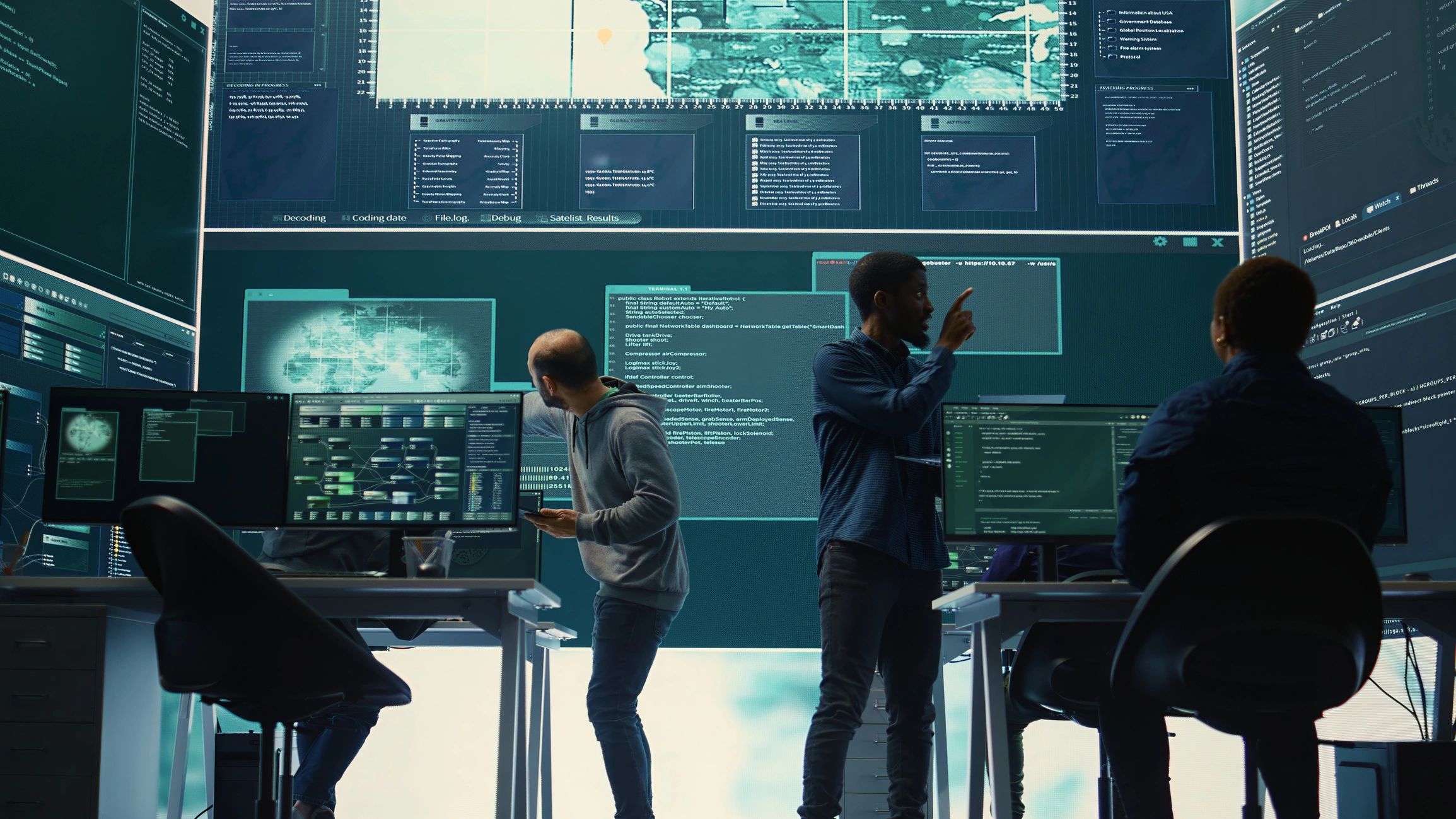 cybersecurity team modern office
